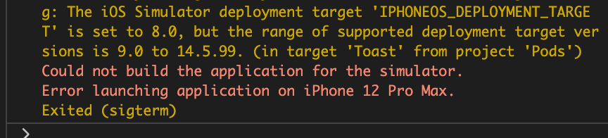 [Flutter-mac] Could not build the application for the simulator.Error launching application on iPhone 12 Pro Max.