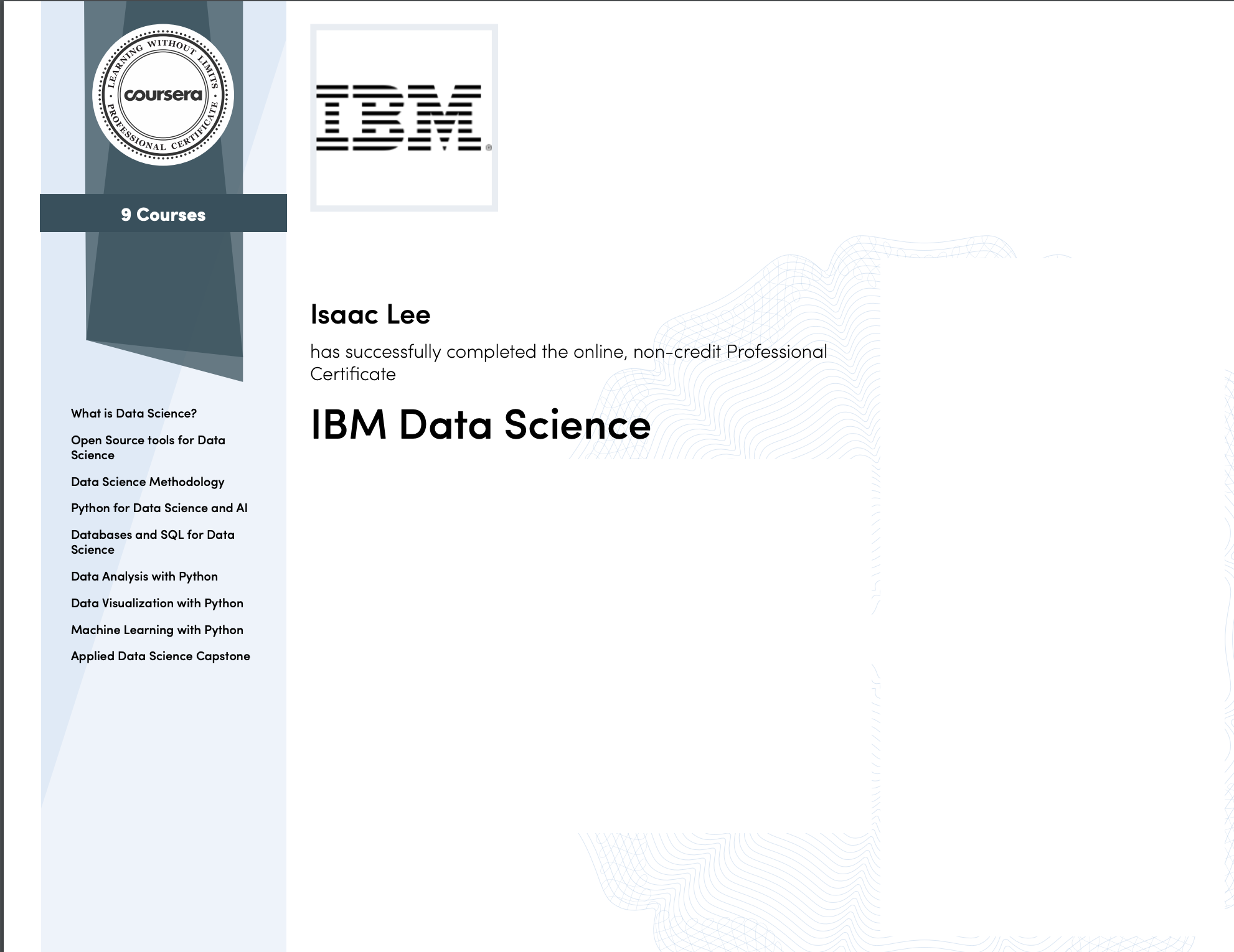 IBM 데이터 과학 전문 자격증 후기