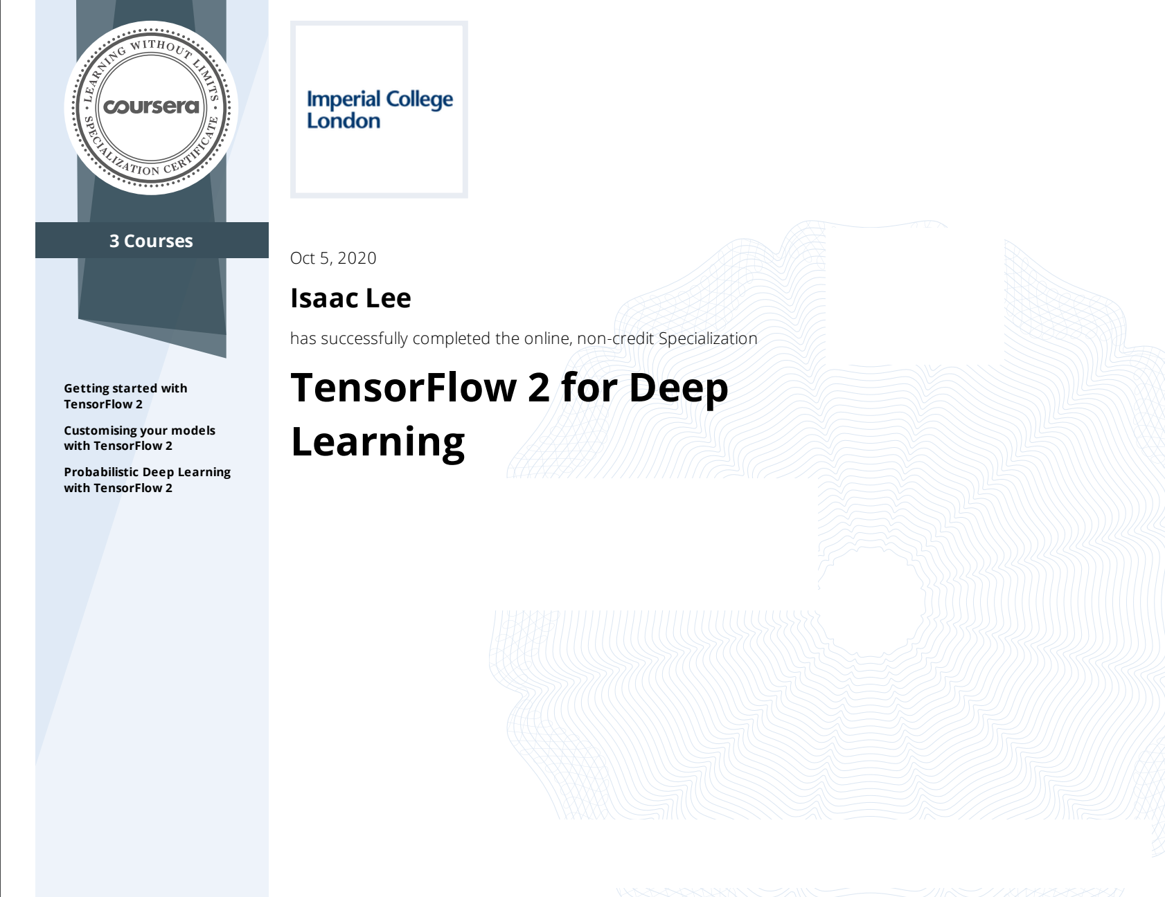 Imperial College London - TensorFlow 2 for Deep Learning