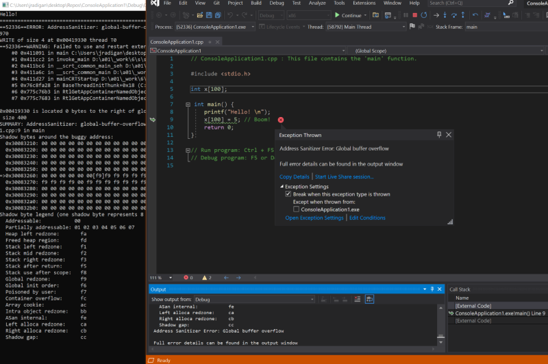 Visual C++ Sanitizer - AddressSanitizer 적용 가이드