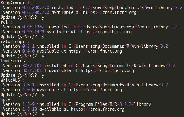 installr 패키지를 이용한 R 패키지 업데이트 및 R 업그레이드