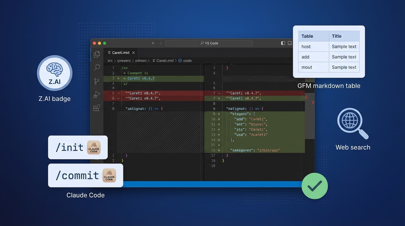캐러티(Careti) v0.4.7 업데이트: Z.AI GLM-4.7과 Claude Code 호환 명령어